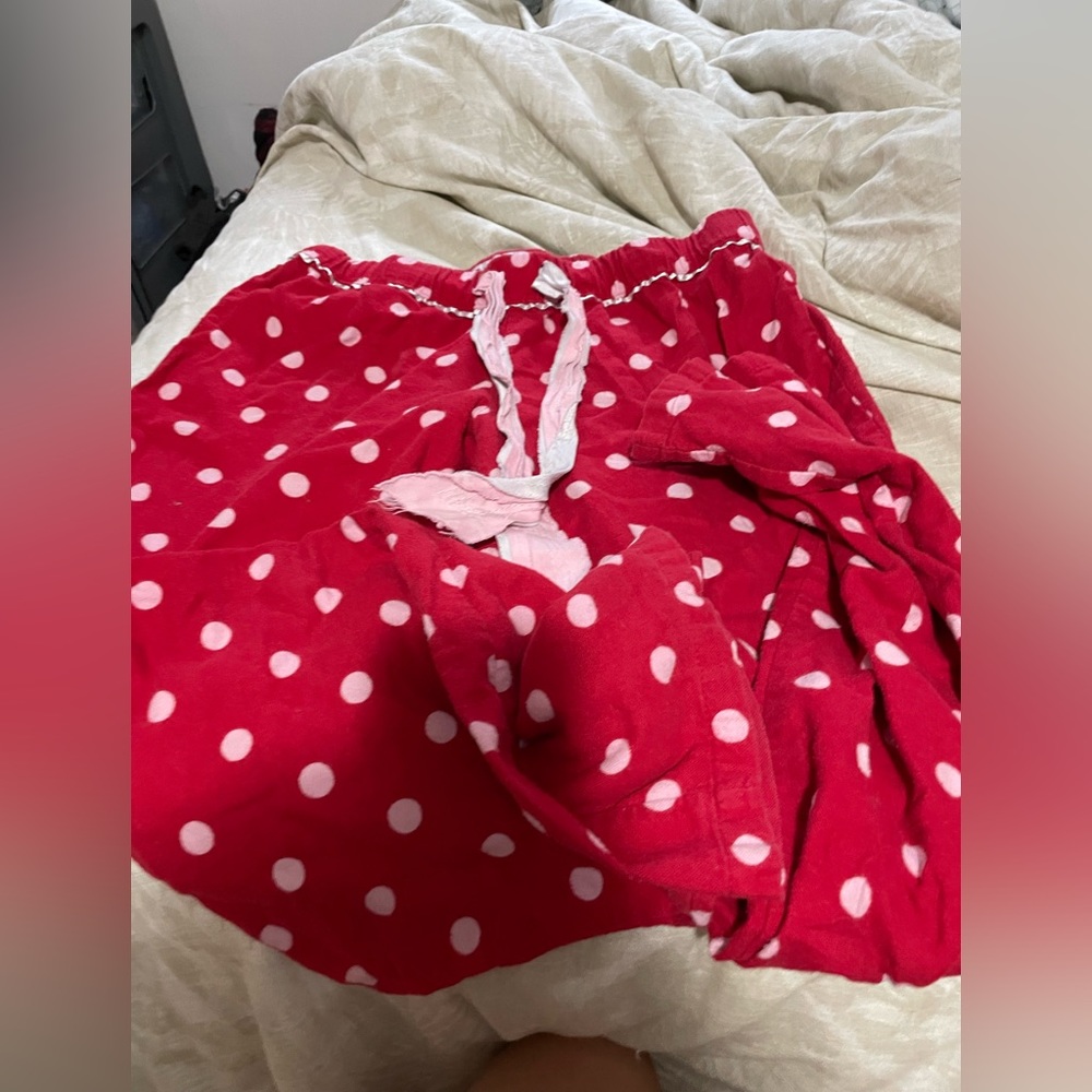 red and white polkadot pj pants